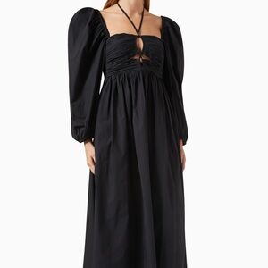 Ulla Johnson Black Alessa Dress with Puff Sleeves